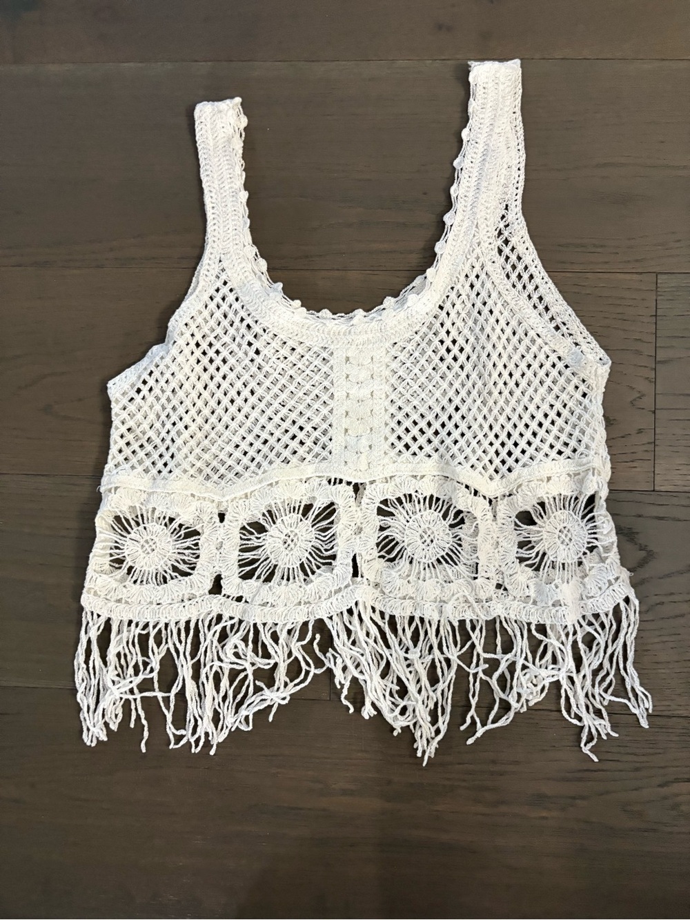 Ladies white crochet tank top sz med brand new